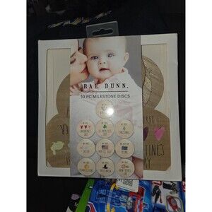 Rae Dunn 10 PC Milestone Discs Wooden 4" diameter